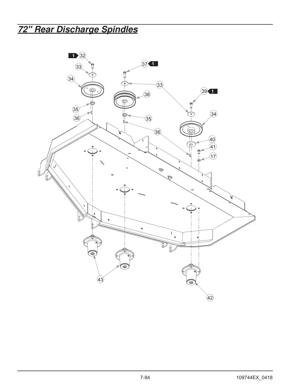 Hustler® Diesel Z Parts Manual - 605696 - 72" Rear Discharge Spindles diagram