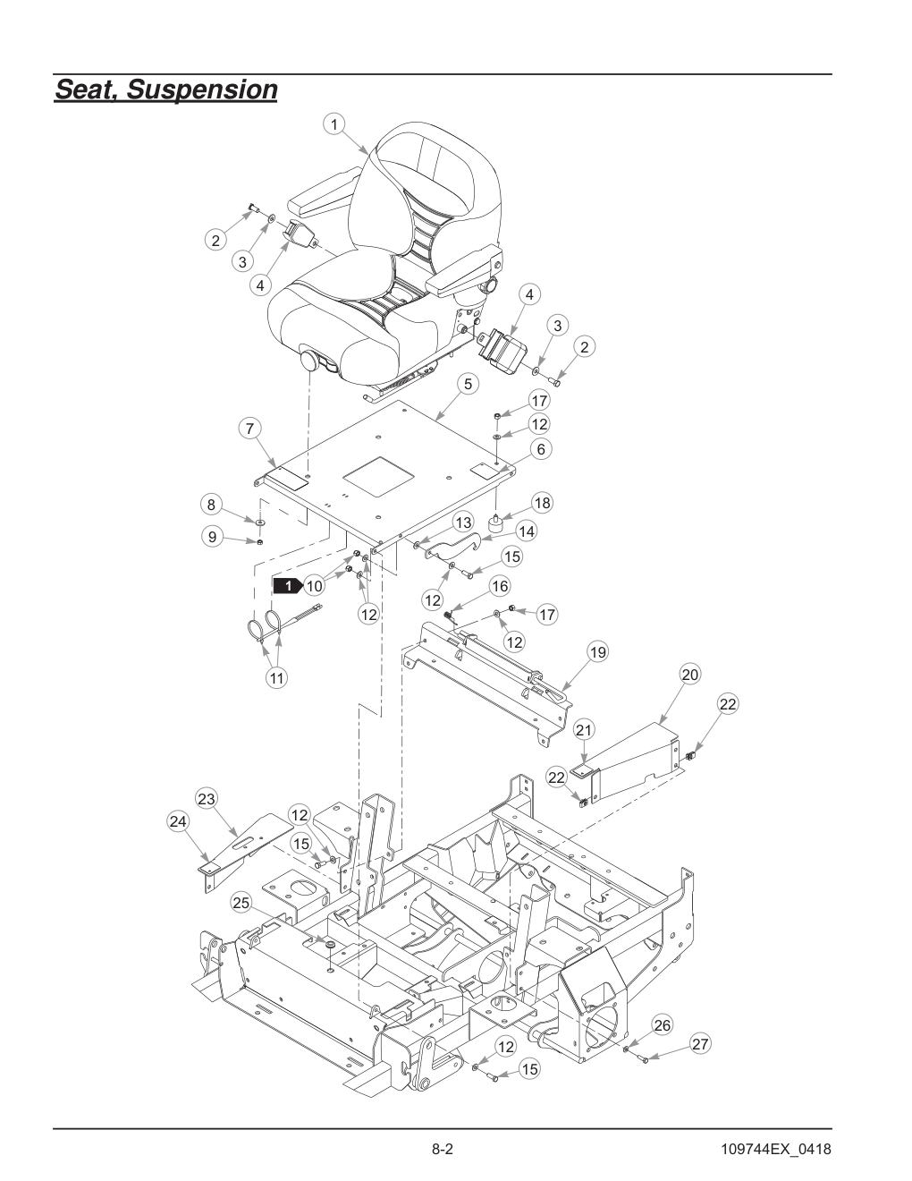 Hustler® Diesel Z Parts Manual - 605696 - Seat, Suspension diagram