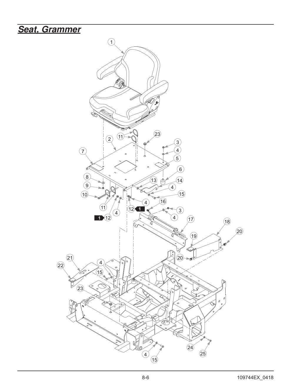Hustler® Diesel Z Parts Manual - 605696 - Seat, Grammer diagram