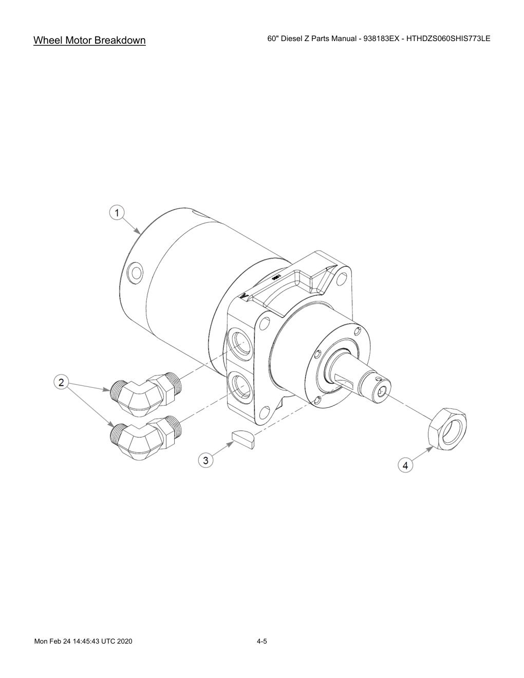 60" Diesel Z Parts Manual - 938183EX - HTHDZS060SHIS773LE - 607407 - Wheel Motor Breakdown diagram