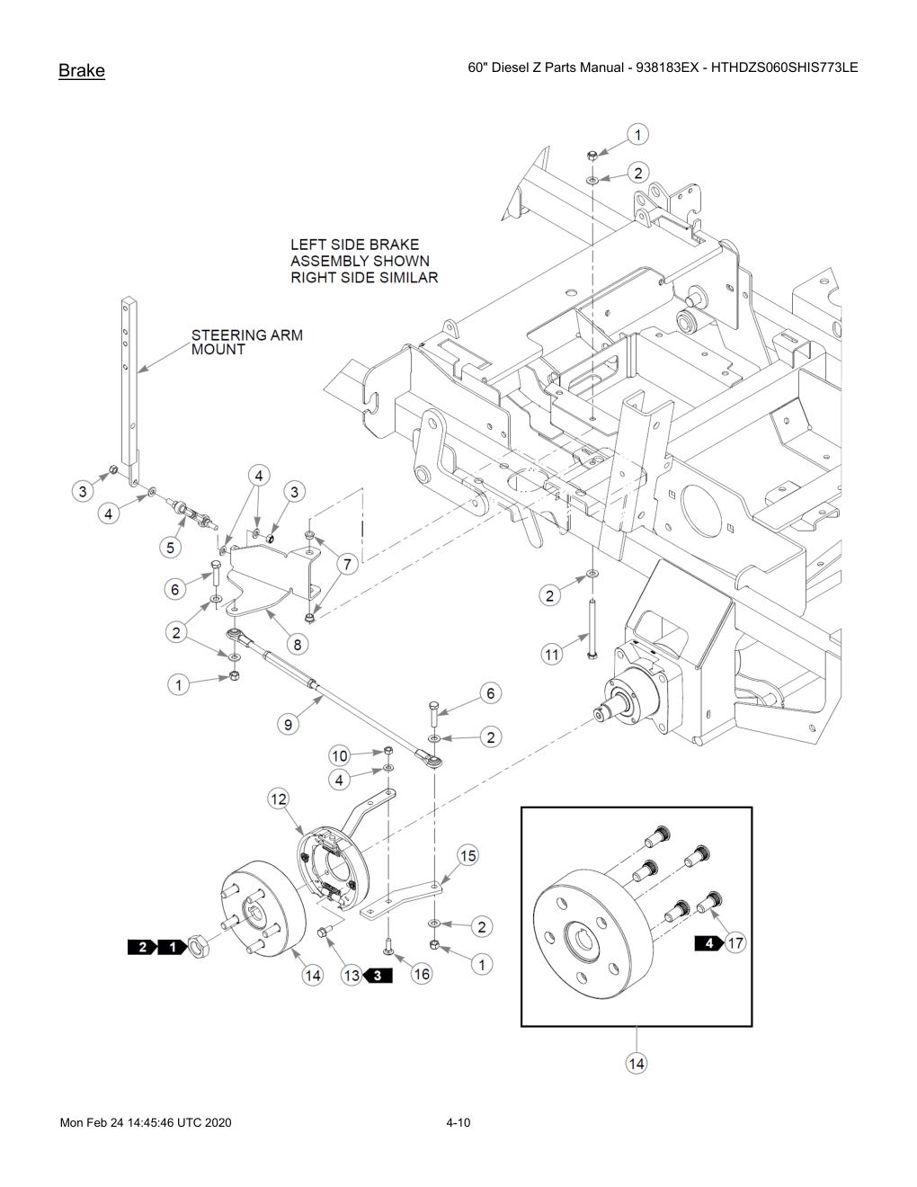 60" Diesel Z Parts Manual - 938183EX - HTHDZS060SHIS773LE - 607407 - Brake diagram