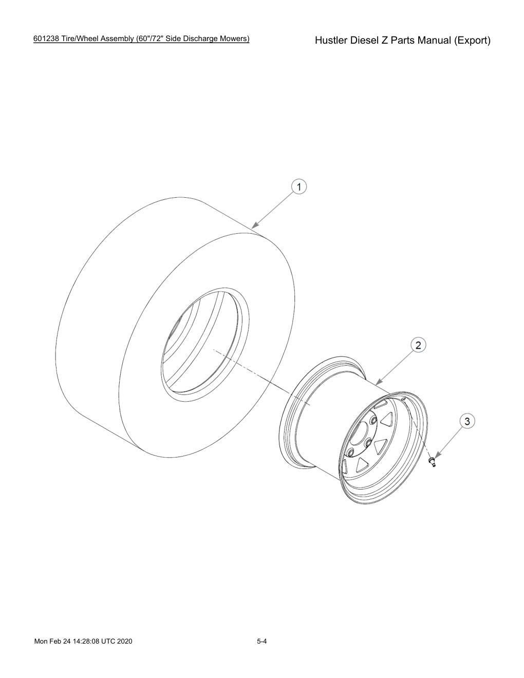 Hustler Diesel Z Parts Manual (Export) - 782078 - 601238 Tire/Wheel Assembly (60"/72" Side Discharge Mowers) diagram