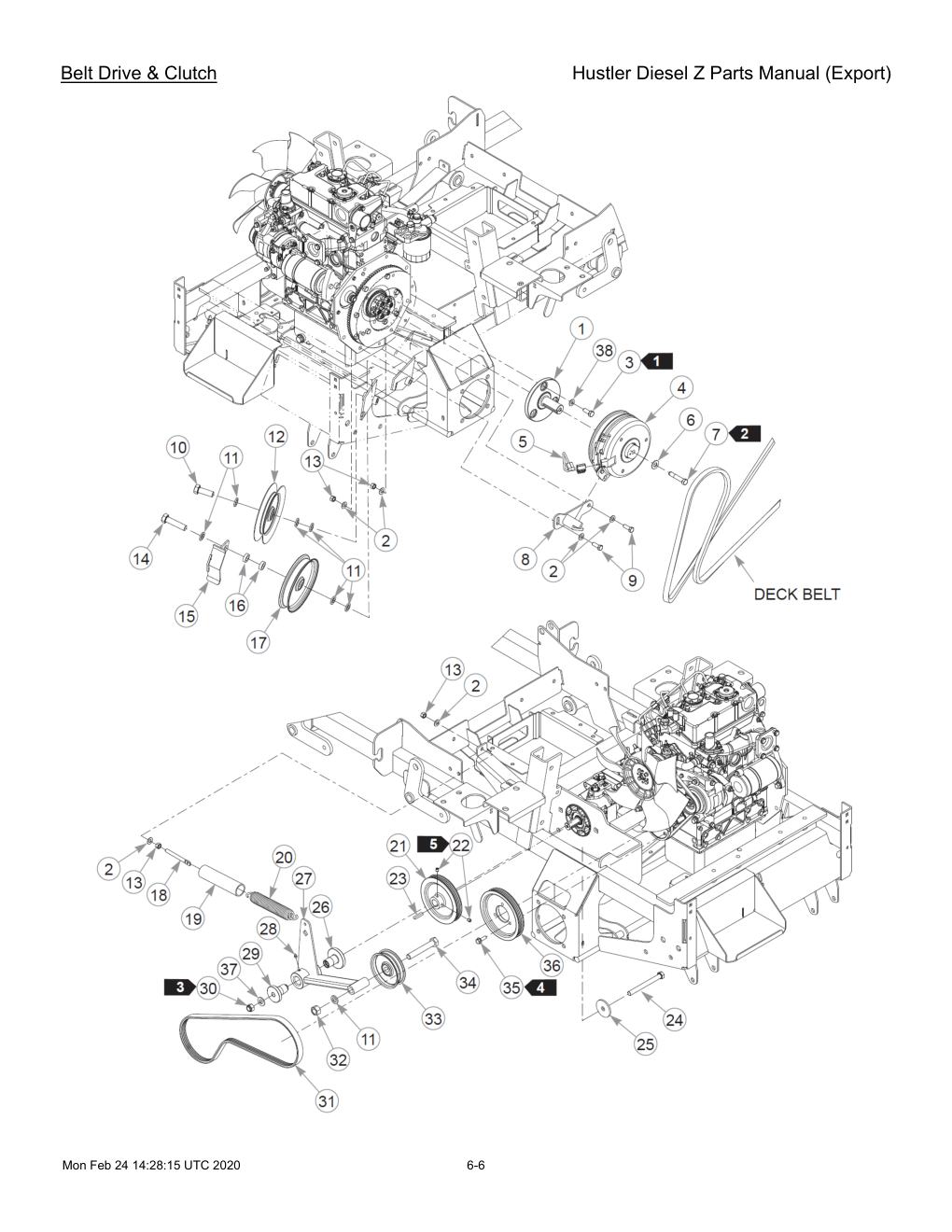 Hustler Diesel Z Parts Manual (Export) - 782078 - Belt Drive & Clutch diagram