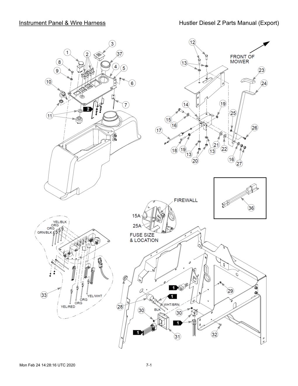 Hustler Diesel Z Parts Manual (Export) - 782078 - Instrument Panel & Wire Harness diagram