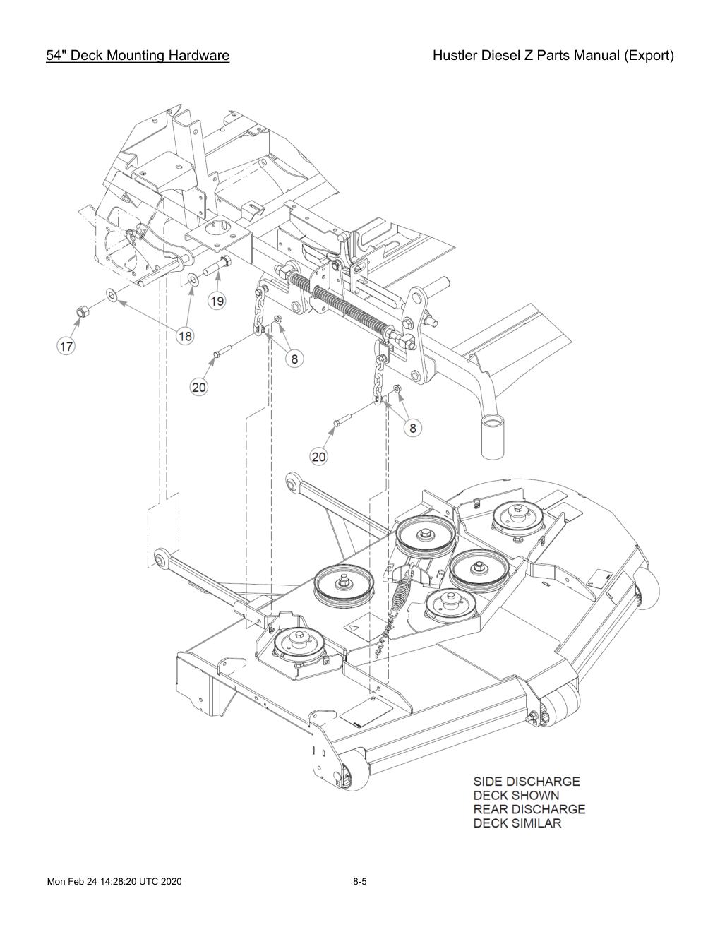 Hustler Diesel Z Parts Manual (Export) - 782078 - 54" Deck Mounting Hardware diagram
