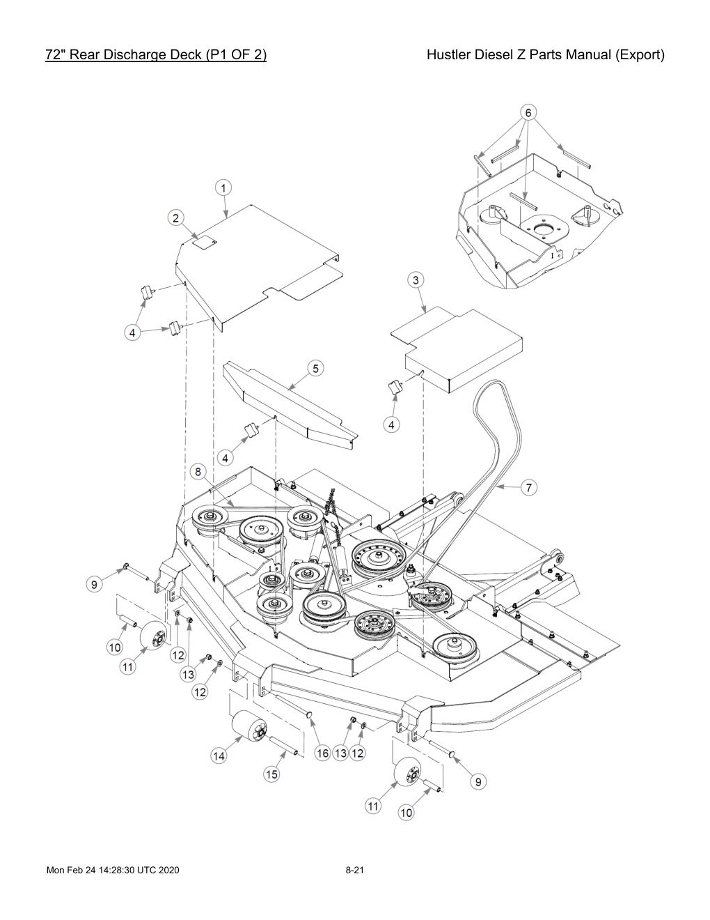 Hustler Diesel Z Parts Manual (Export) - 782078 - 72" Rear Discharge Deck (P1 OF 2) diagram
