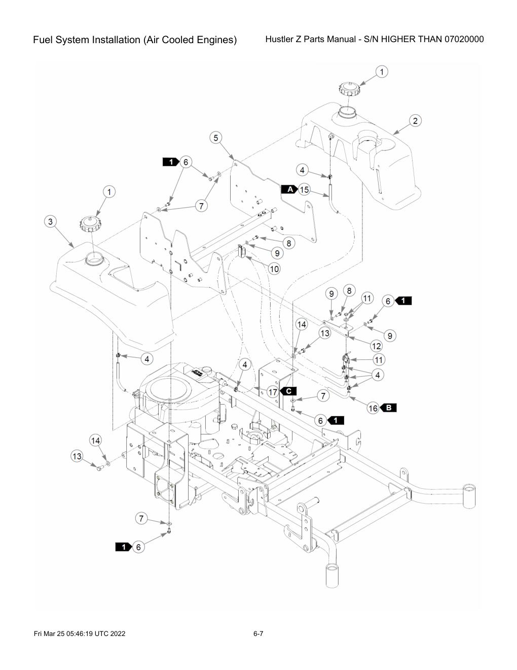 Hustler Z Parts Manual - S/N HIGHER THAN 07020000 - 747782 - Fuel System Installation (Air Cooled Engines) diagram