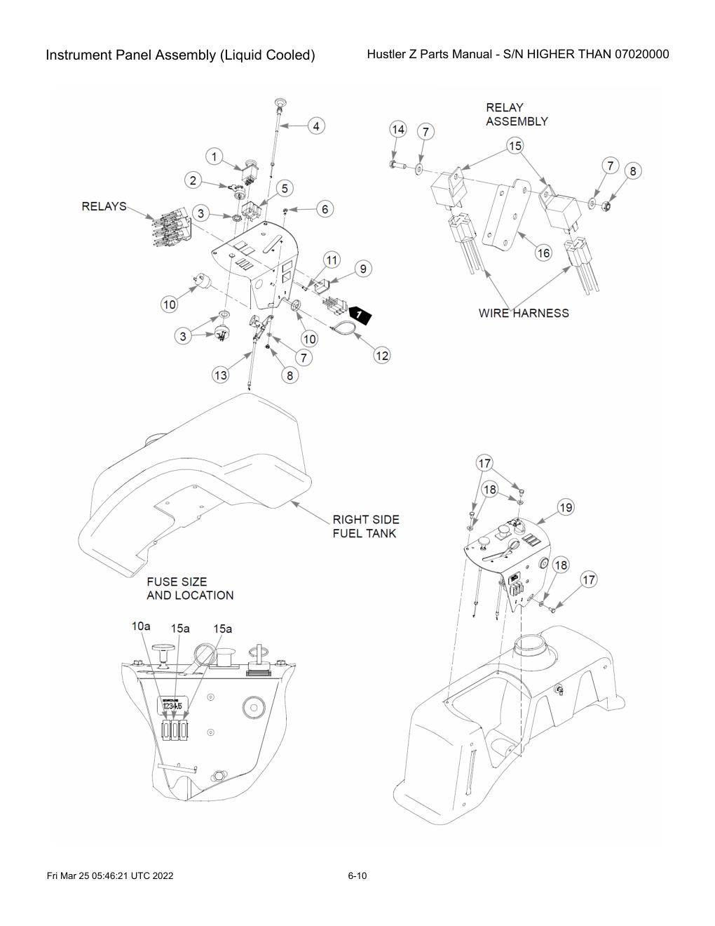 Hustler Z Parts Manual - S/N HIGHER THAN 07020000 - 747782 - Instrument Panel Assembly (Liquid Cooled) diagram