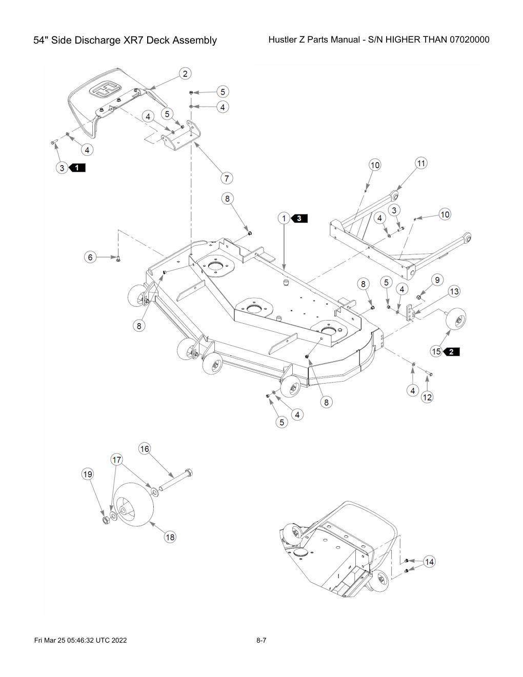 Hustler Z Parts Manual - S/N HIGHER THAN 07020000 - 747782 - 54" Side Discharge XR7 Deck Assembly diagram