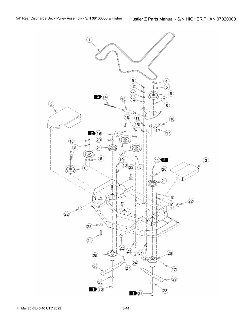 Hustler Z Parts Manual - S/N HIGHER THAN 07020000 - 747782 - 54" Rear Discharge Deck Pulley Assembly - S/N 08100000 & Higher diagram