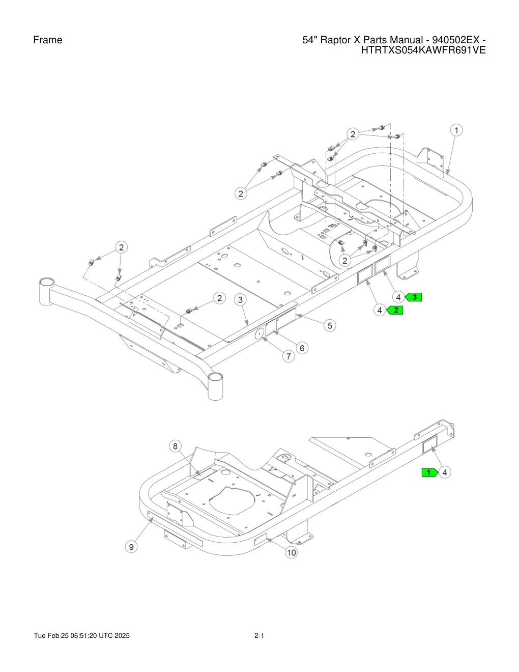 54" Raptor X Parts Manual - 940502EX - HTRTXS054KAWFR691VE