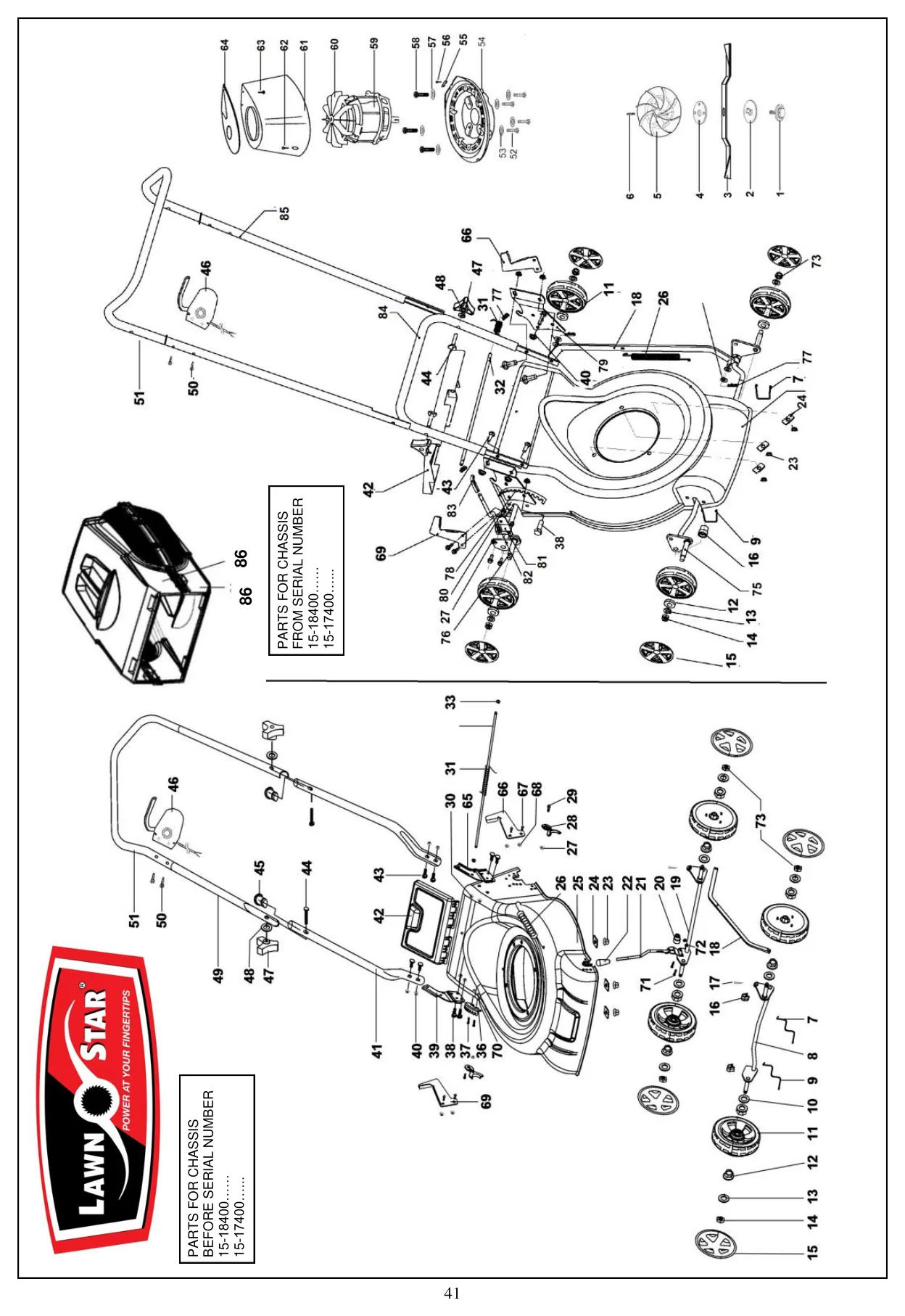 LSM 1840 E exploded parts diagram