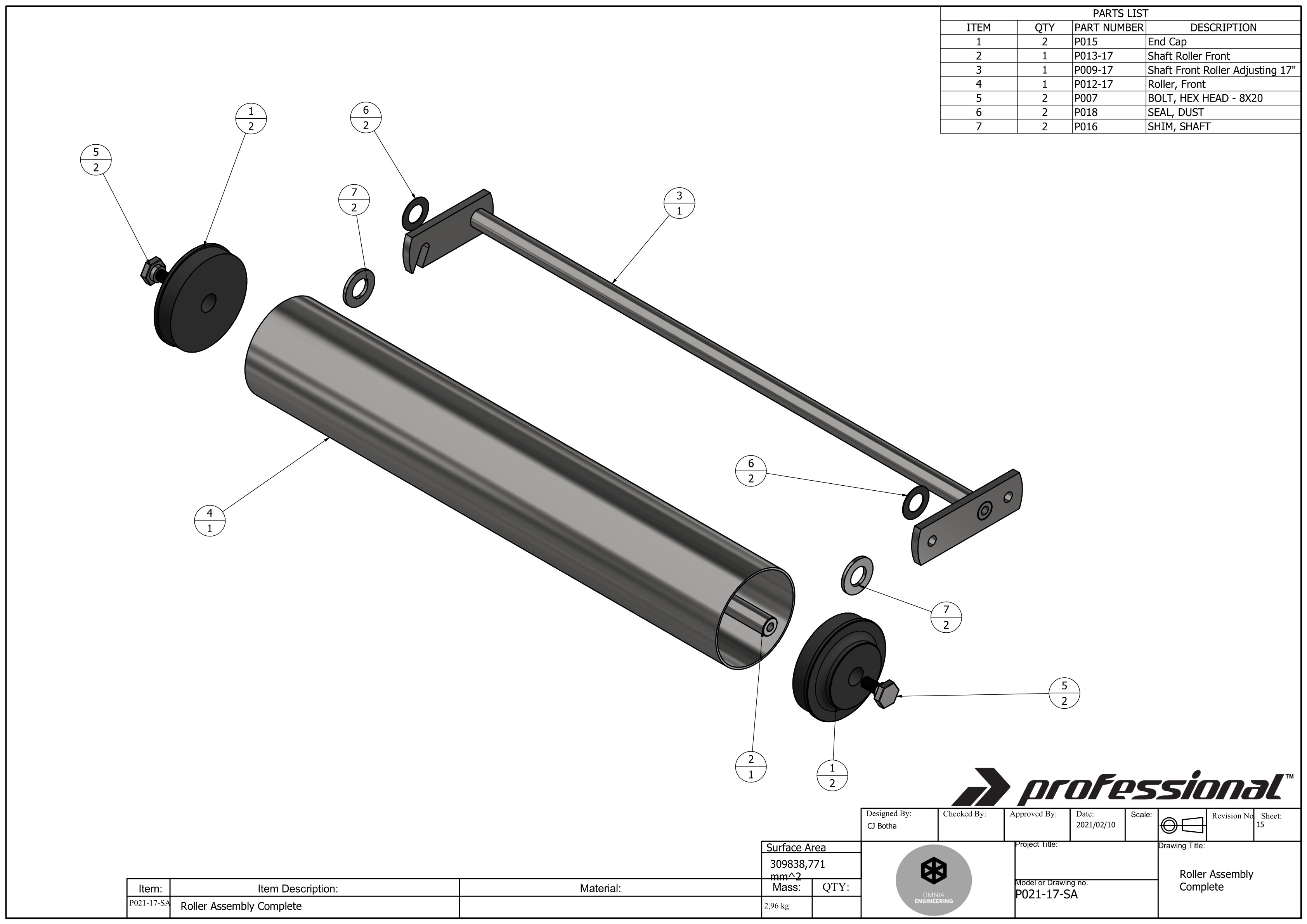 P021-17-SA Roller Assembly Complete