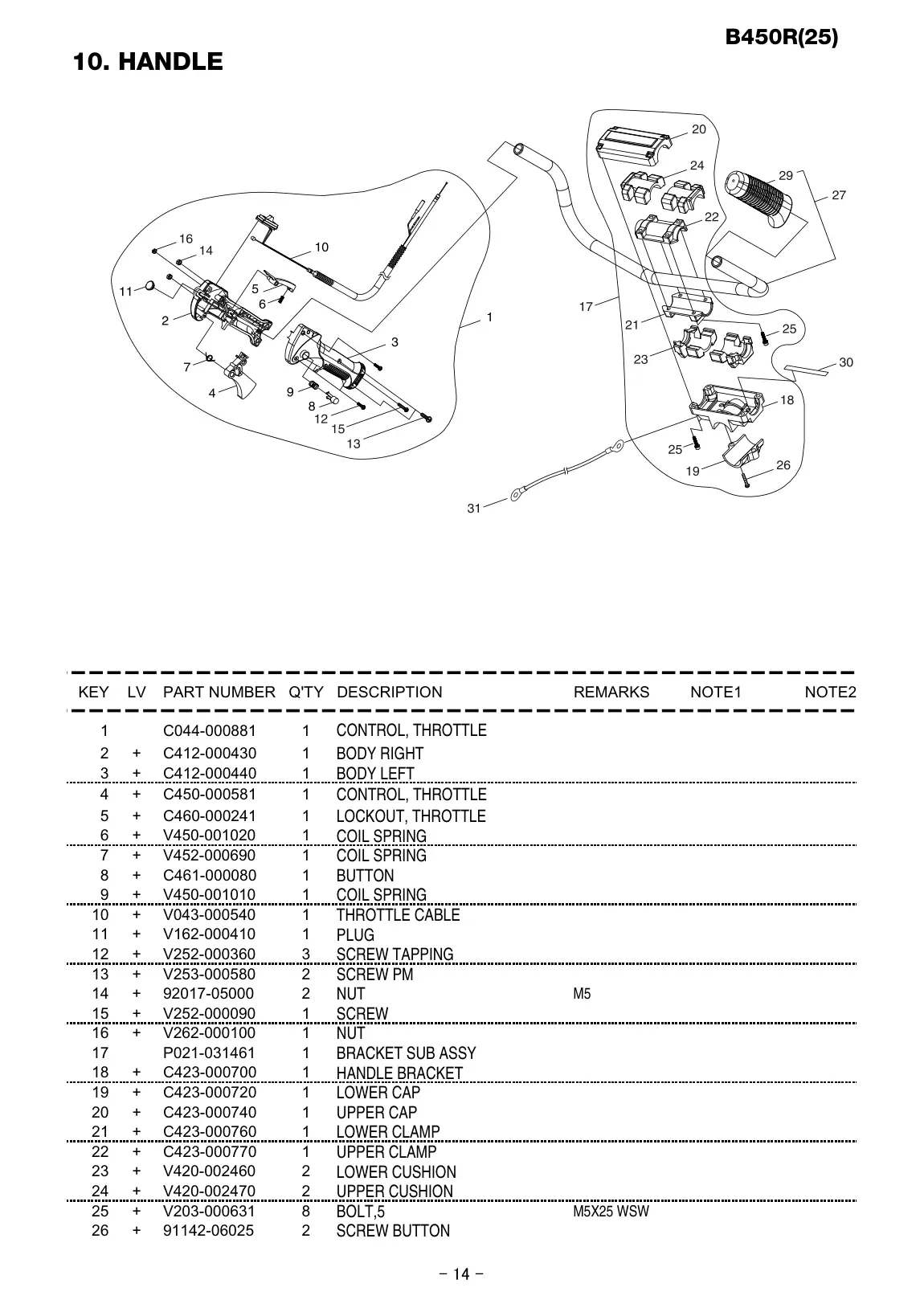 B450R IPL page 15 - SCREW BUTTON