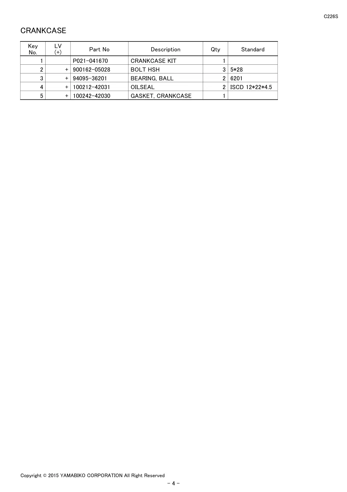C226S IPL page 6 - CRANKCASE
