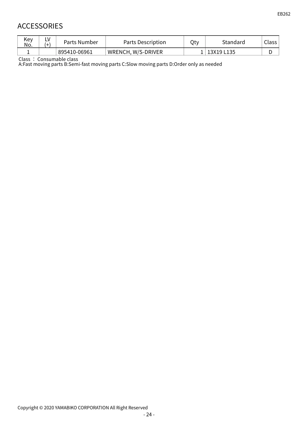 EB262 IPL page 26 - ACCESSORIES