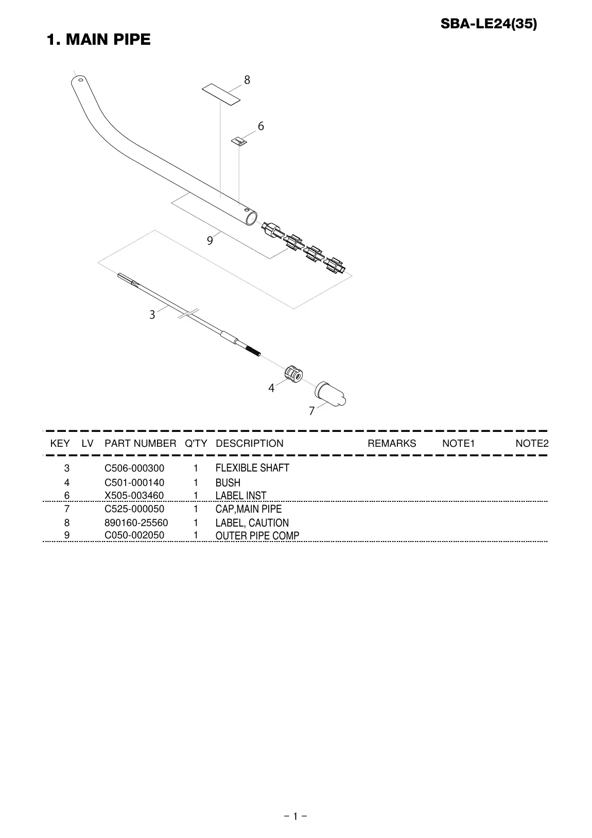 SBA-LE24 IPL page 2 - OUTER PIPE COMP