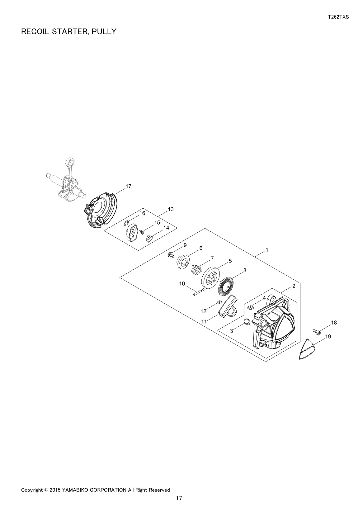 T262TXS IPL page 19 - RECOIL STARTER, PULLY