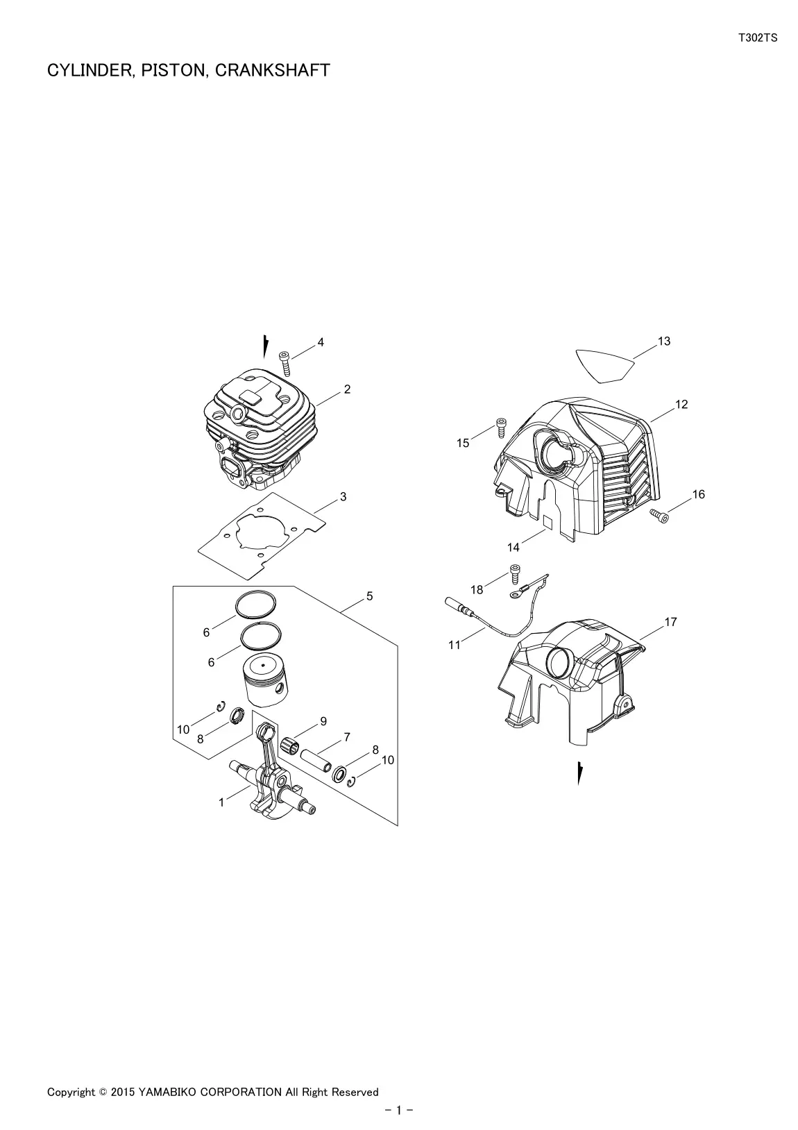 T302TS IPL page 3 - CYLINDER, PISTON, CRANKSHAFT