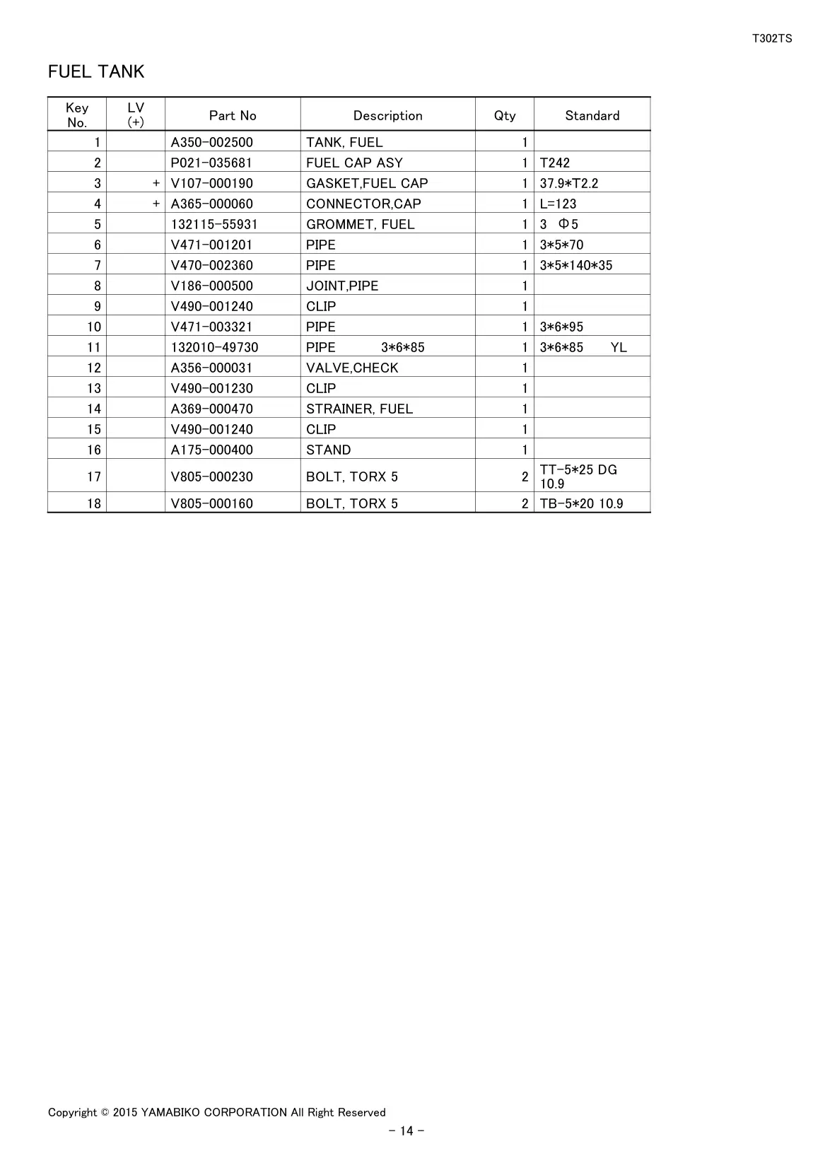 T302TS IPL page 16 - FUEL TANK