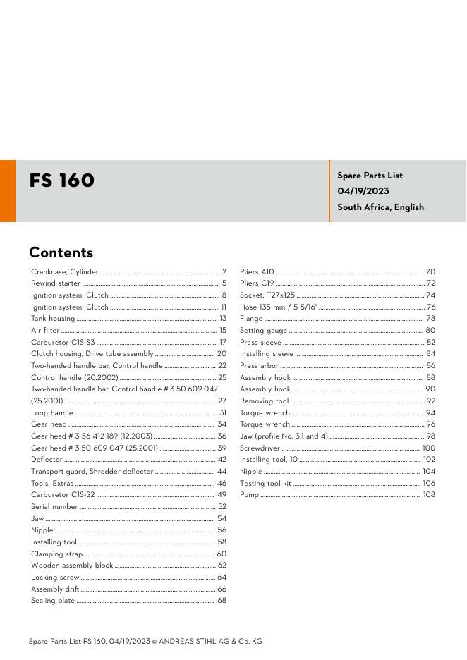 STIHL FS160 IPL Parts Diagram