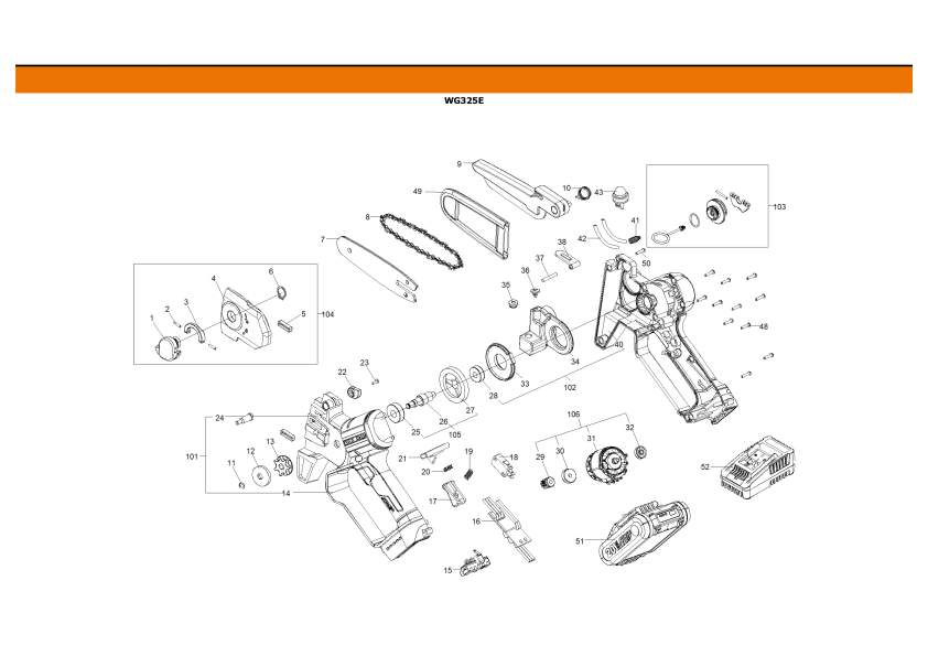 Worx WG325E.9 Exploded Drawing IPL