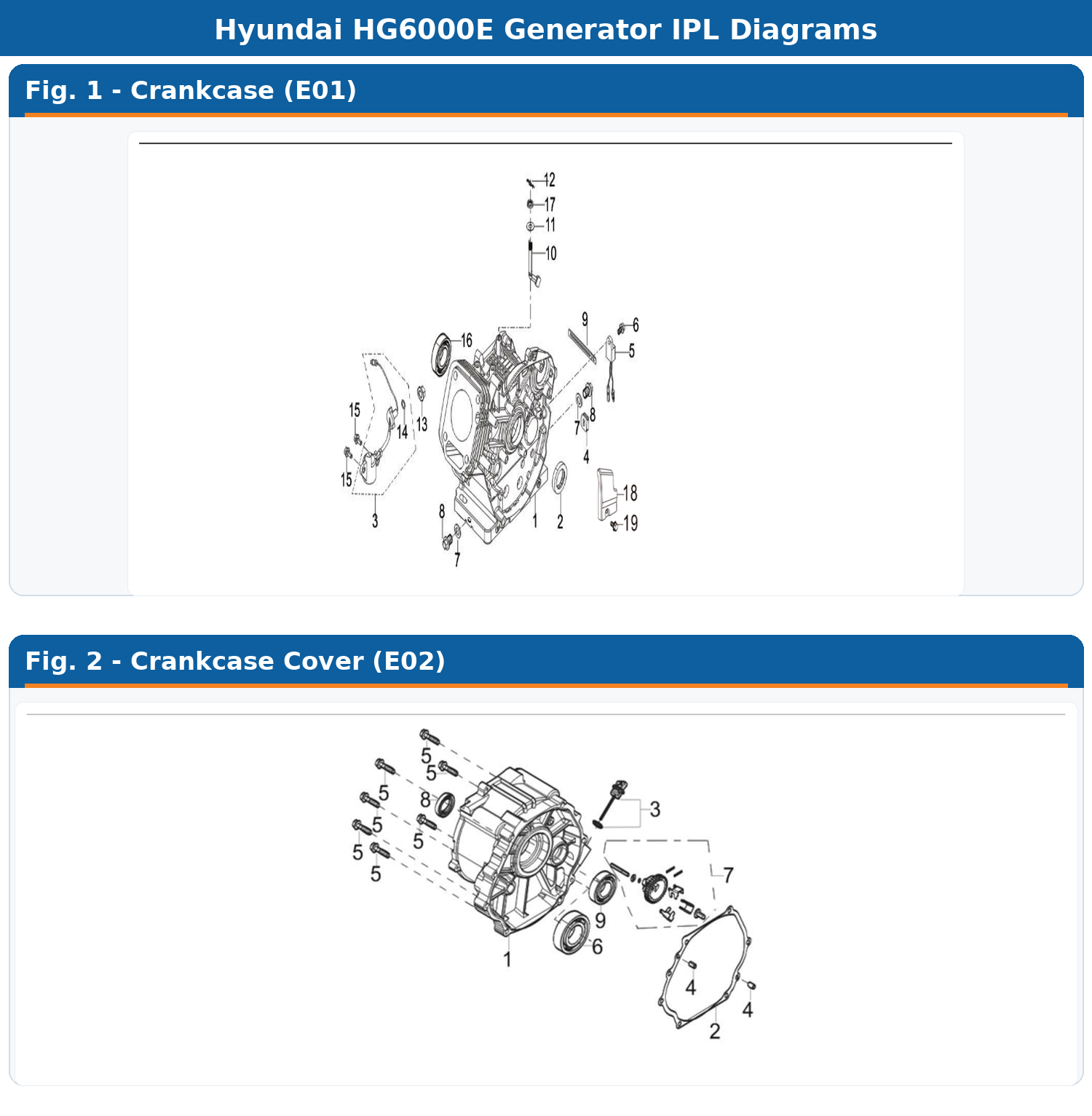 Hyundai HG6000E IPL Crankcase / Crankcase Cover