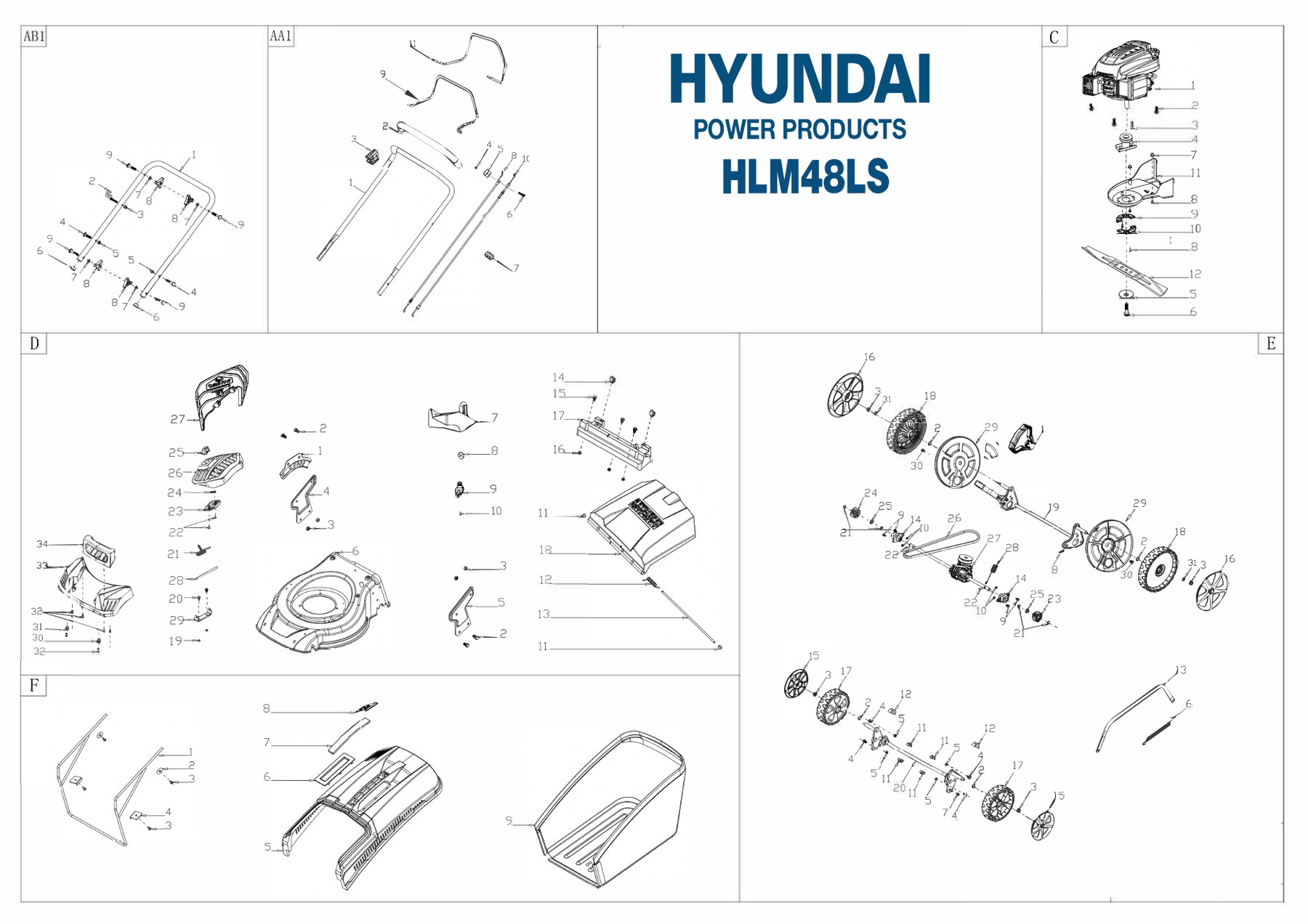 Hyundai HLM48LS lawnmower IPL diagram