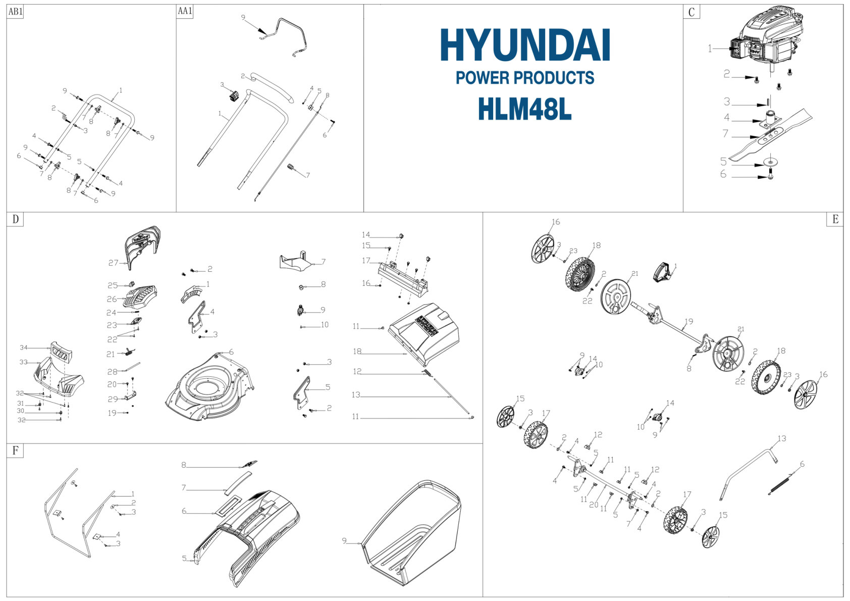 Hyundai HML48L lawnmower IPL diagram